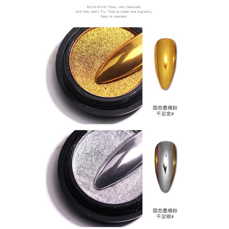 Che gel新款美甲固體魔鏡粉 鏡面粉水波紋 金色銀色香檳色古銅色-細節圖5