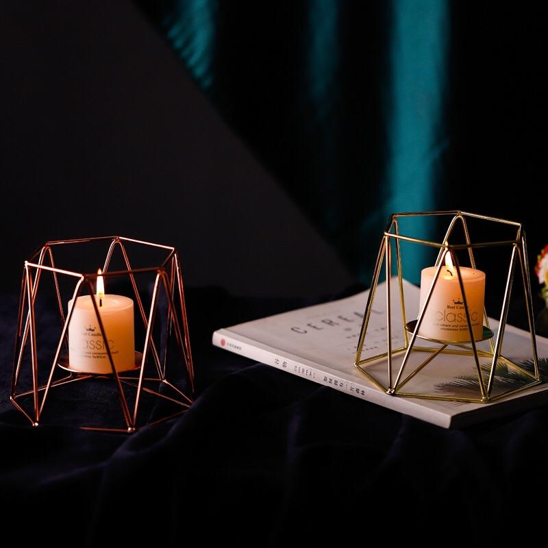北歐輕奢鐵藝 幾何燭台家居裝飾 創意桌面蠟燭擺件燭台-細節圖4