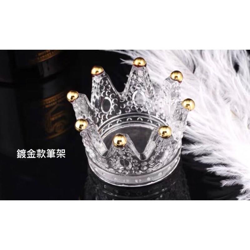 美甲復古浮雕皇冠筆架 日式金邊玻璃筆架 水晶杯 洗筆杯 調色杯-細節圖6