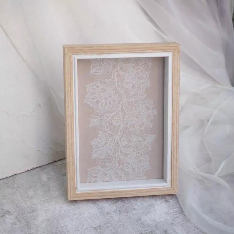 日式美甲拍照道具 相框 甲油膠蕾絲色板 展示板 實木質感相框 背景框-細節圖2