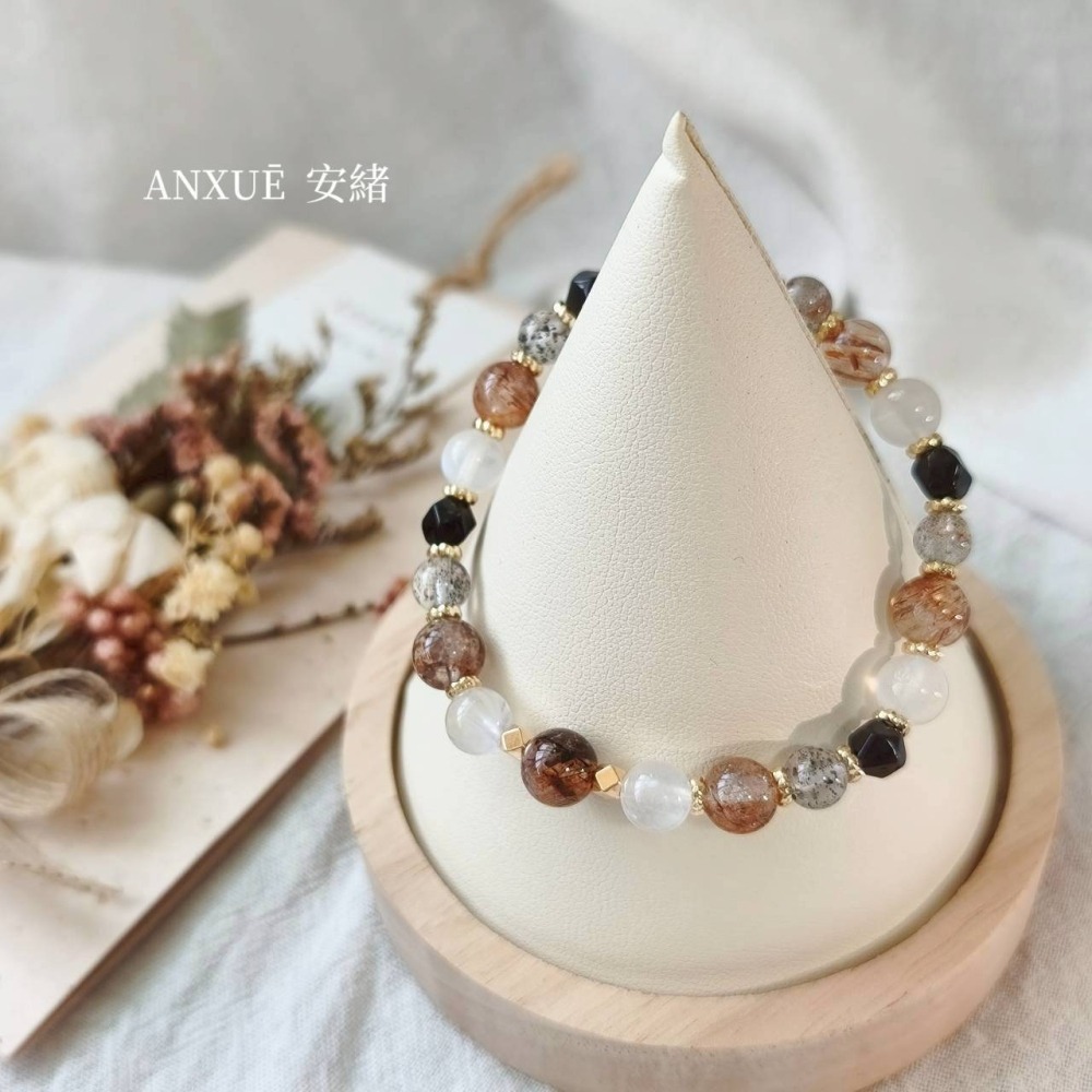 覺醒★高頻顯化 黑金超七 x 月光石 x 黑雲母 內在力量水晶手鍊-細節圖5
