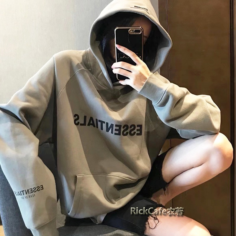 ESSENTIALS 立體字母帽T(加絨內裏) 刷毛連帽衛衣 男女長袖上衣 情侶衣服-細節圖2