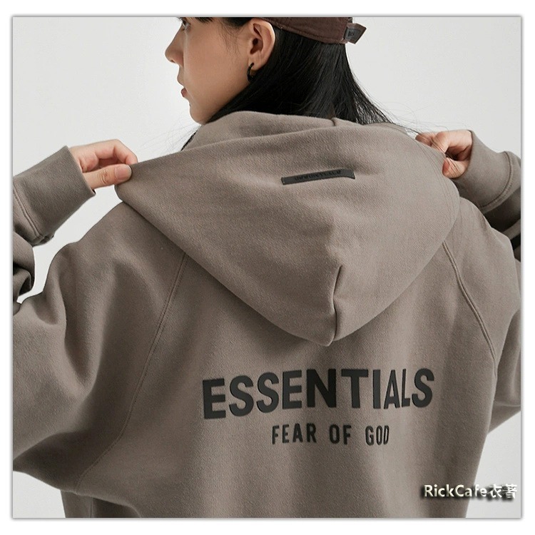 ESSENTIALS 背後立體字母帽T(加絨內裏) 刷毛連帽衛衣 男女長袖上衣 情侶衣服-細節圖2