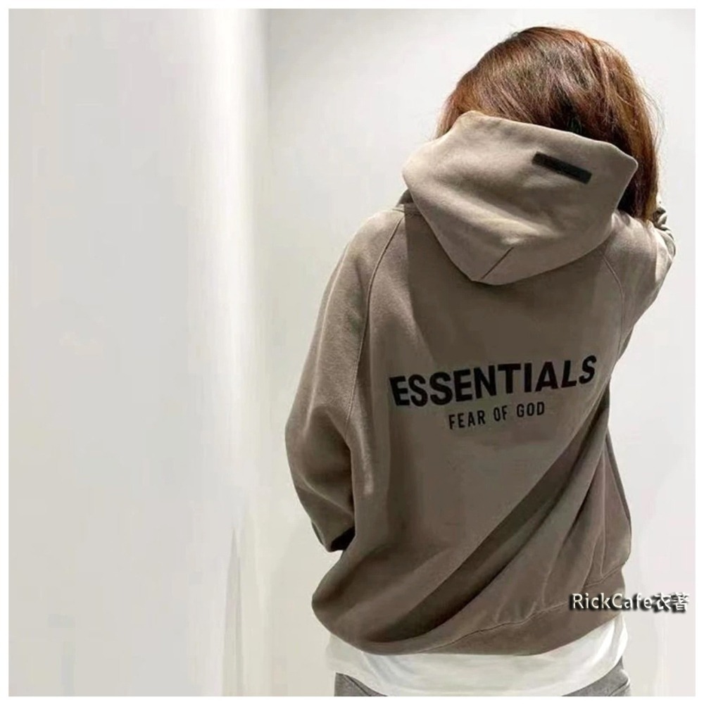 ESSENTIALS 背後立體字母帽T(加絨內裏) 刷毛連帽衛衣 男女長袖上衣 情侶衣服-細節圖3