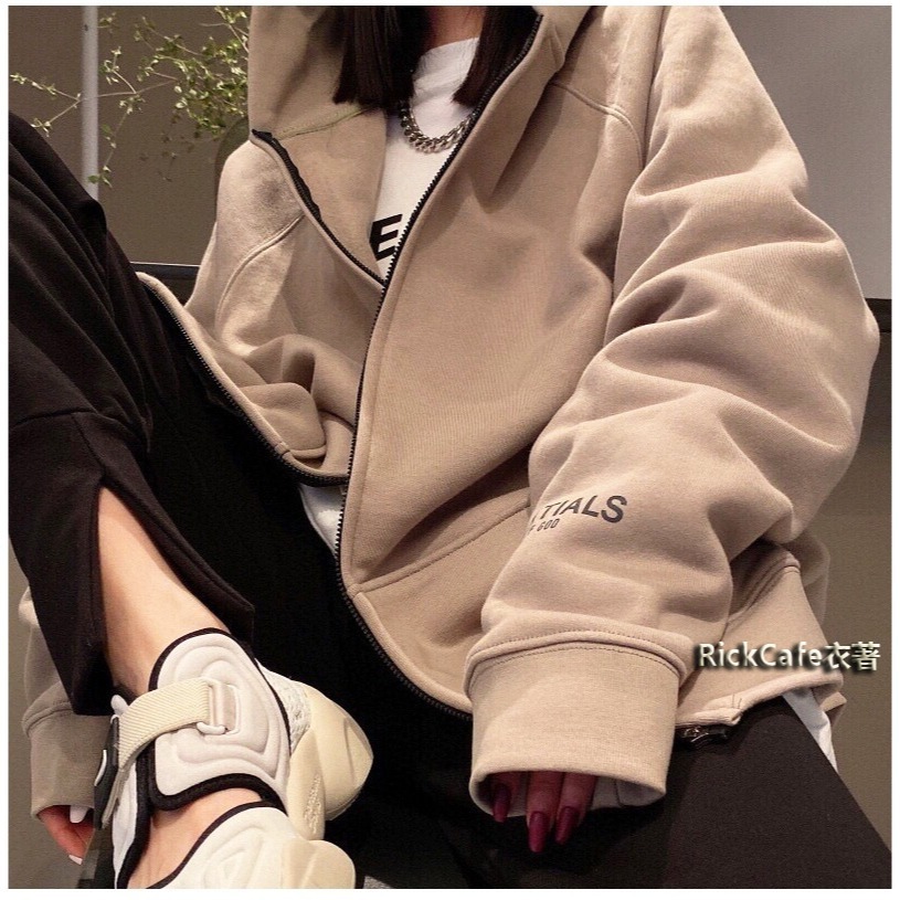 ESSENTIALS 厚款立體字母連帽外套(加絨內裏) 刷毛連帽衛衣 男女長袖上衣-細節圖4