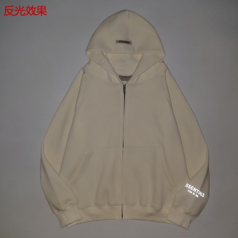 ESSENTIALS 厚款立體字母連帽外套(加絨內裏) 刷毛連帽衛衣 男女長袖上衣-細節圖9