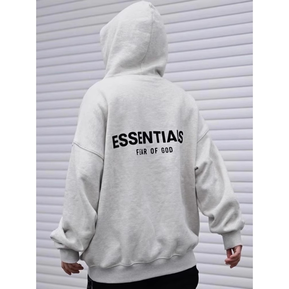 ESSENTIALS 植絨字母帽T(加絨內裏) 刷毛連帽衛衣 男女長袖上衣 情侶衣服-細節圖3