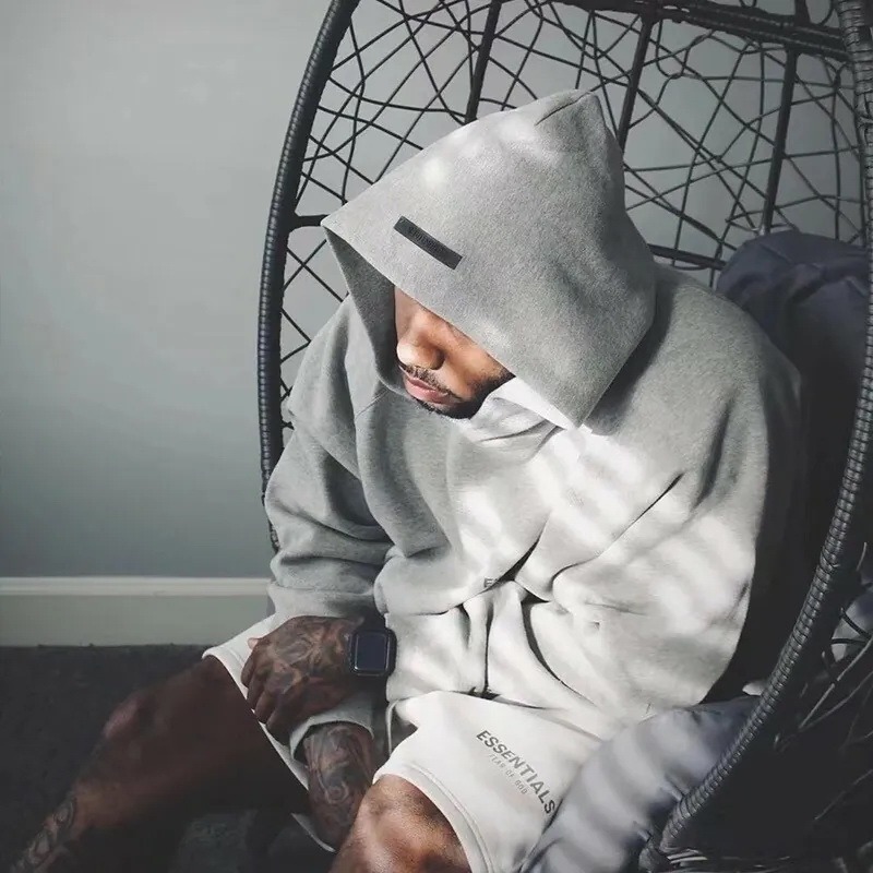 ESSENTIALS 植絨字母帽T(加絨內裏) 刷毛連帽衛衣 男女長袖上衣 情侶衣服-細節圖6