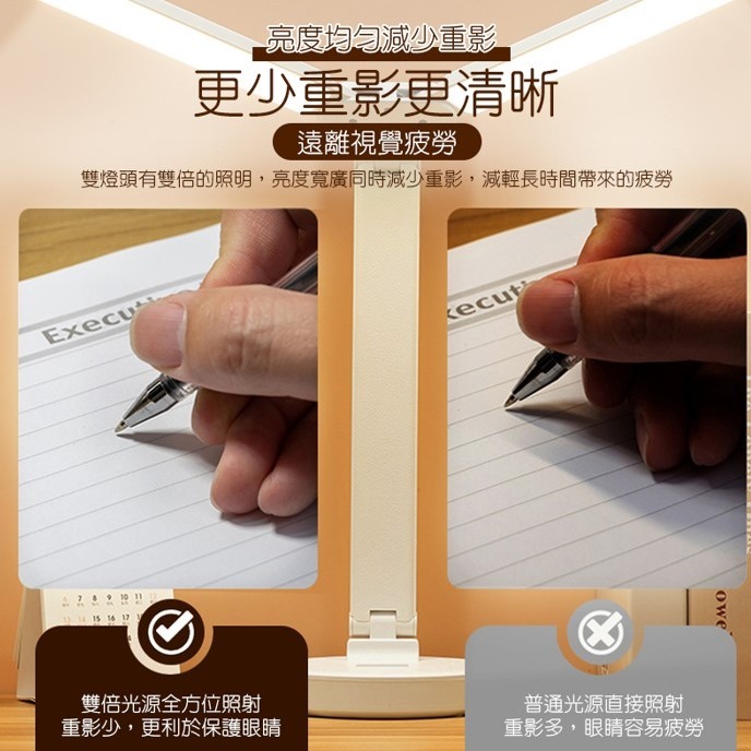 雙頭觸控折疊LED檯燈 插電款 三色調光 折疊檯燈 護眼檯燈 閱讀燈 摺疊燈 護眼檯燈-細節圖5