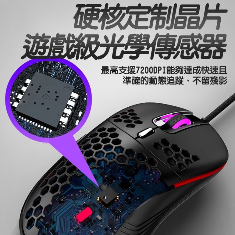 RGB電競滑鼠 有線滑鼠 4段DPI 電競滑鼠 RGB滑鼠 鼠標 遊戲滑鼠 USB滑鼠 電腦滑鼠 滑鼠 輕量化滑鼠-細節圖3