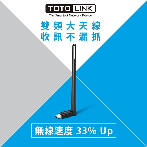 TOTOLINK 雙頻無線網卡 Wifi接收器 2.4/5g 無線USB網卡 WIFI網路卡 免驅動 筆電網卡