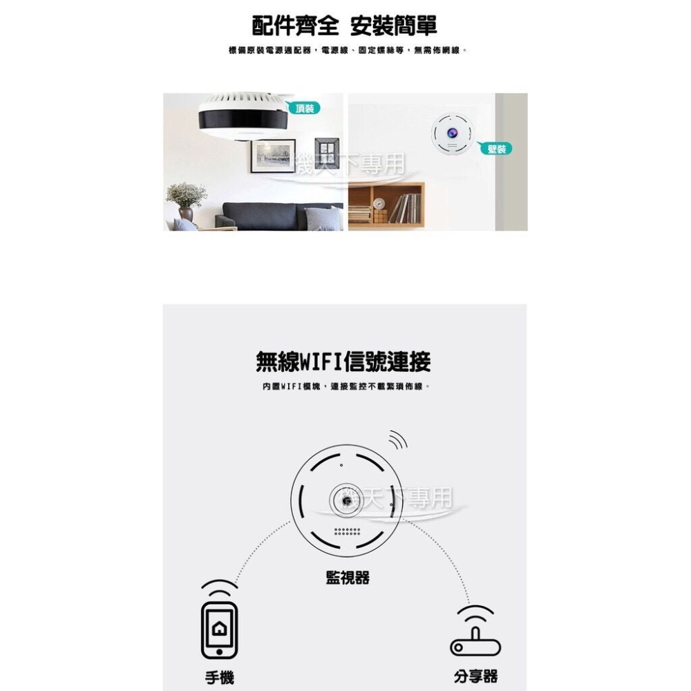 HD8監視器 攝影機 APP遠端操控 雲端監視器 360度全景 WIFI 雙向對講 多種模式 網路監控-細節圖3