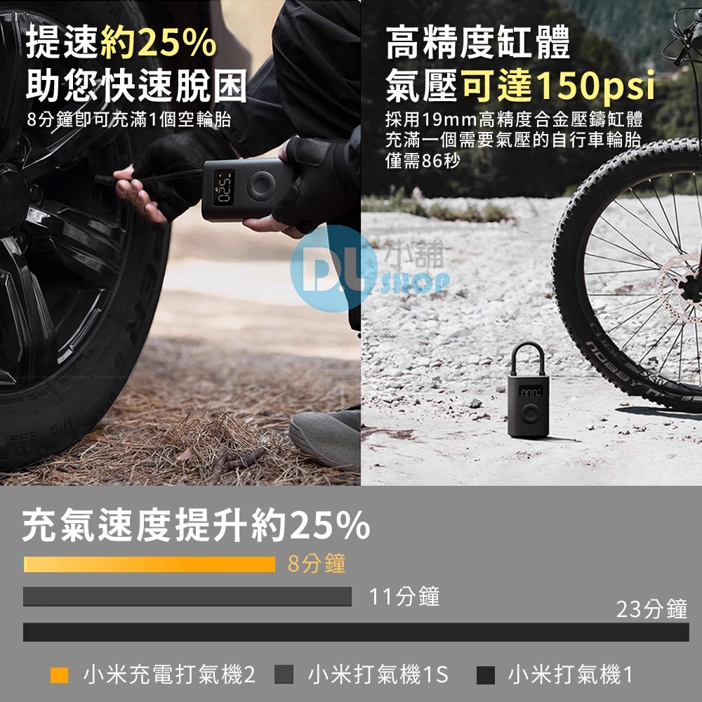 小米充氣寶1S 小米電動打氣機 打氣筒 充氣泵 便攜隨身打氣筒 數顯胎壓 汽車/機車/自行車打氣 輪胎通用 小米打氣機-細節圖4