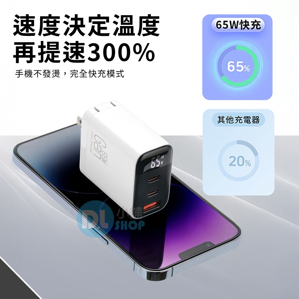 65W氮化鎵充電頭 快充頭 三孔數顯快充頭 TYPE-C快充頭 三孔充電頭 手機充電器 筆電充電器 CYKE充電器-細節圖5