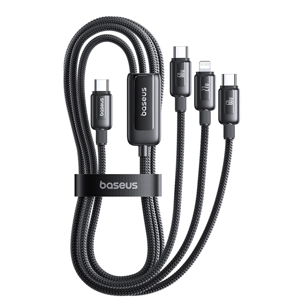 倍思一拖三充電線 三合一充電線 快充線 PD60W 車用充電線 蘋果充電線 安卓充電線 Type-c充電線-規格圖9