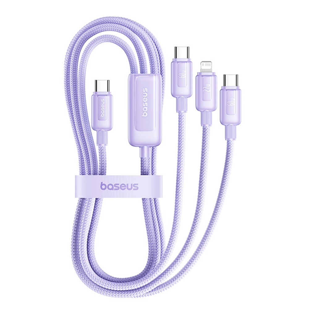 倍思一拖三充電線 三合一充電線 快充線 PD60W 車用充電線 蘋果充電線 安卓充電線 Type-c充電線-規格圖9