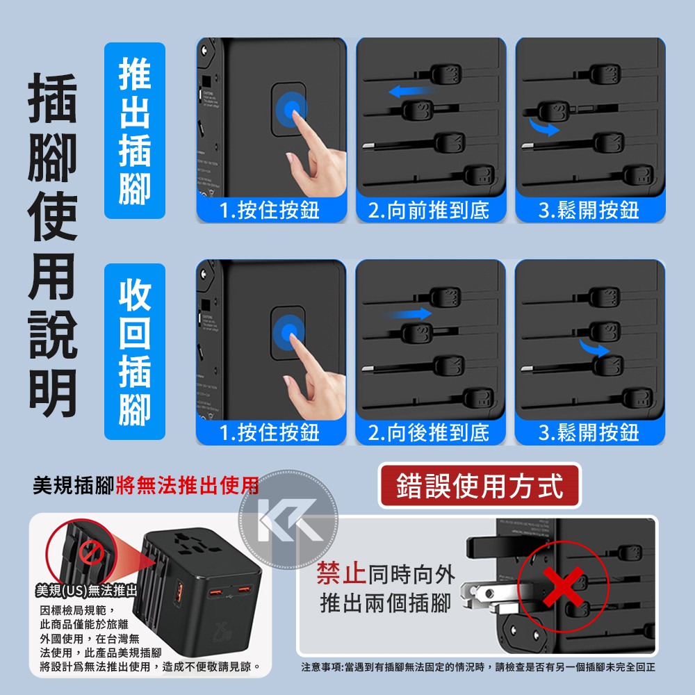 萬國轉接頭 萬國旅行充 轉接頭插座 旅行充電頭 萬用轉接頭 PD35W快充 35W轉接頭 轉換插頭 2500W功率-細節圖7