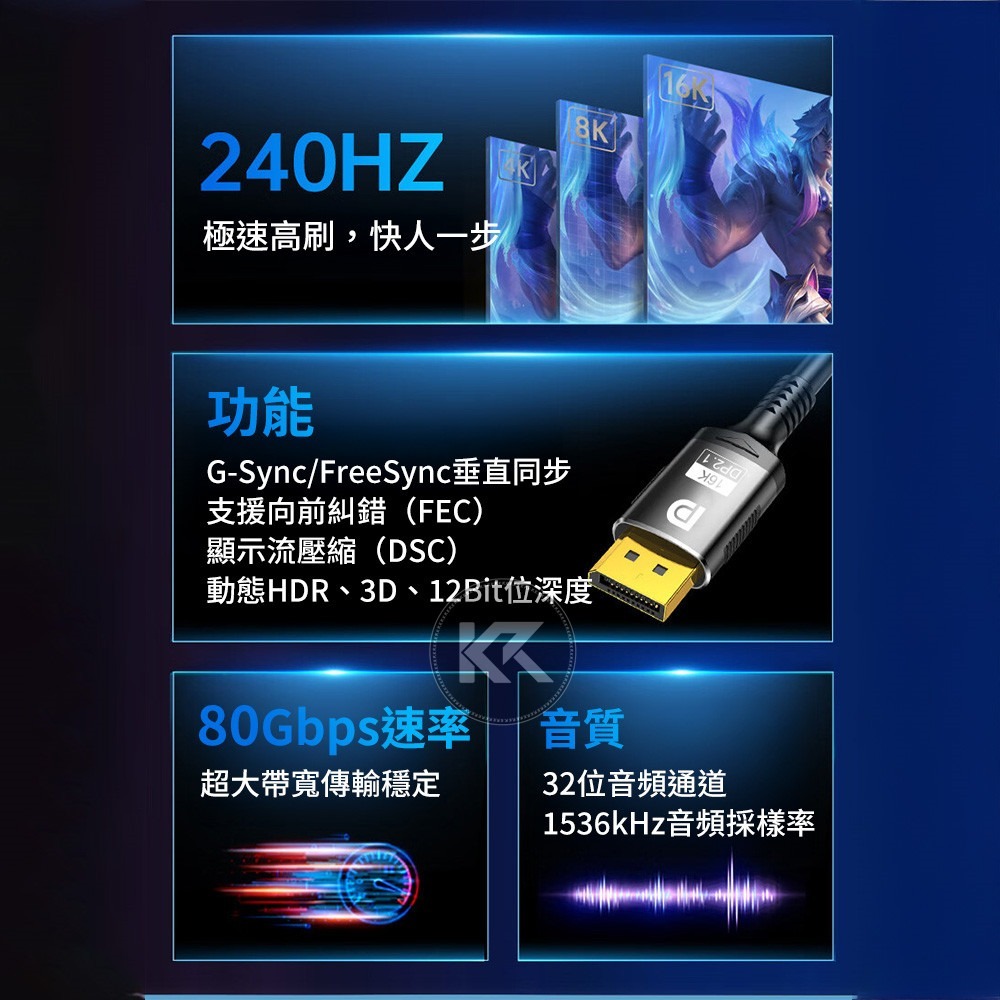DP線 DP2.1轉接線 16K60Hz Displayport 螢幕轉接線 電腦DP線 公對公 高更新率 電競專用-細節圖4
