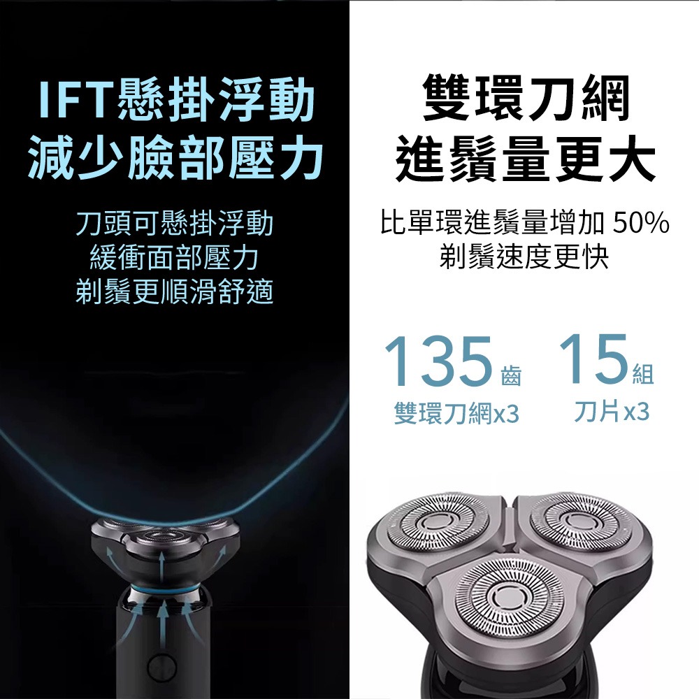 米家電動刮鬍刀S500 小米電動刮鬍刀 S500剃鬚刀 電動刮鬍刀 充電式刮鬍刀 小米刮鬍刀 IPX7全機防水-細節圖4