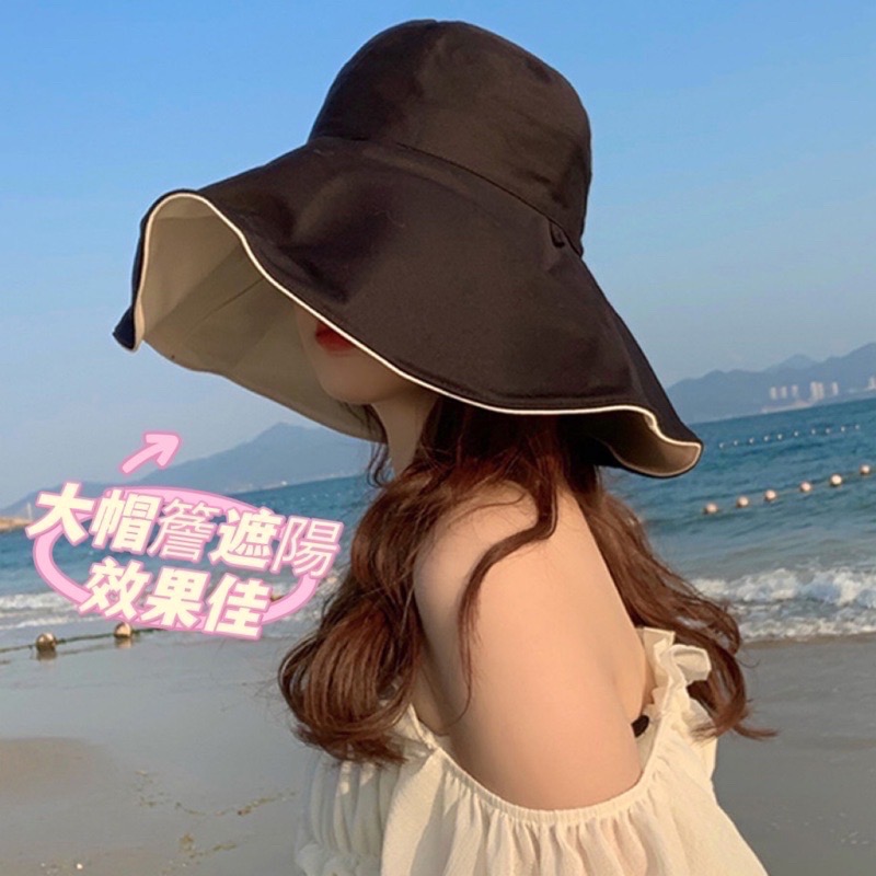 15cm超大帽檐雙面漁夫帽 遮陽帽 贈送防風繩 漁夫帽-細節圖2