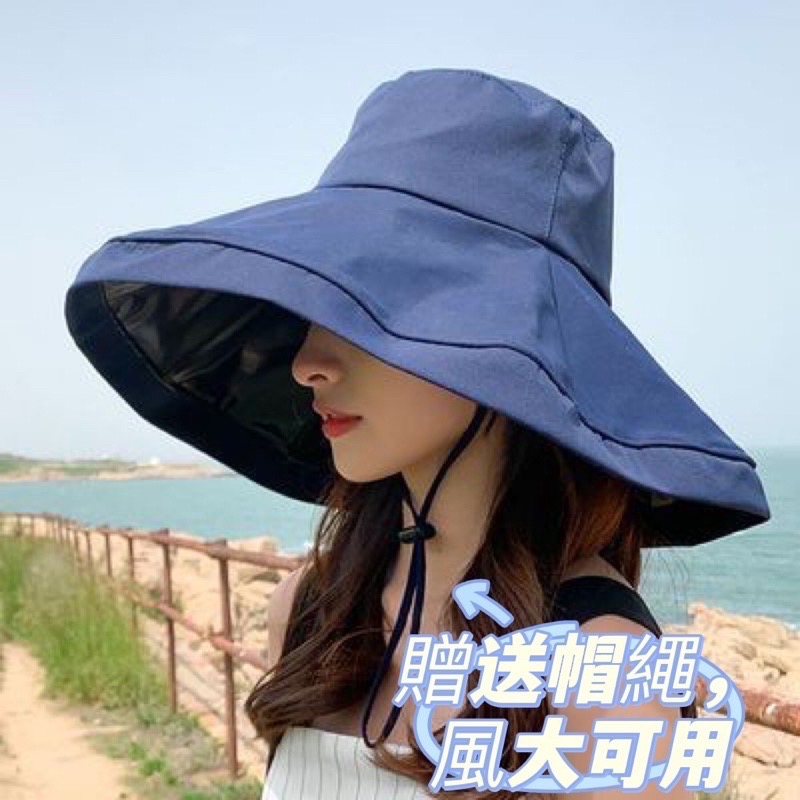 15cm超大帽檐雙面漁夫帽 遮陽帽 贈送防風繩 漁夫帽-細節圖4