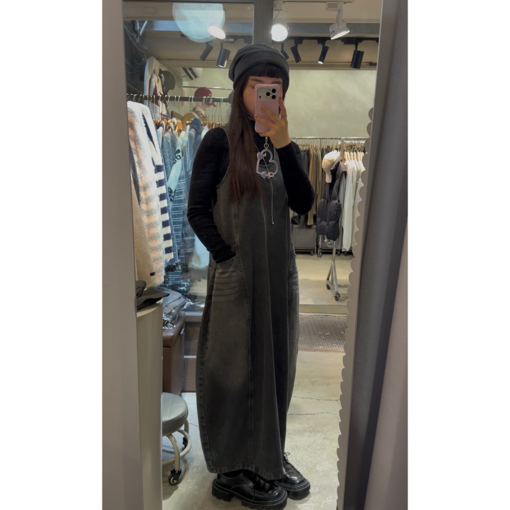 水洗牛仔繭型吊帶洋-細節圖2