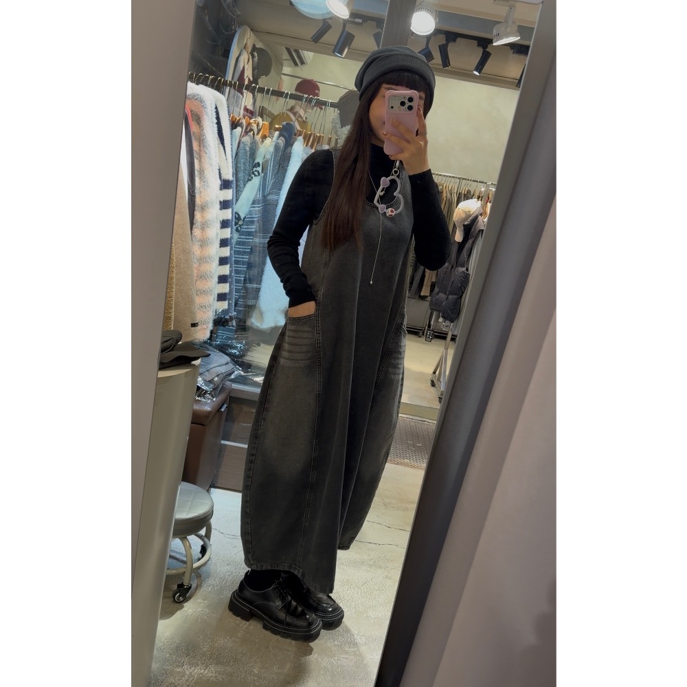 水洗牛仔繭型吊帶洋-細節圖3