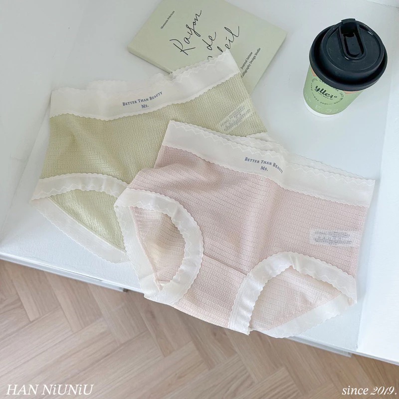 ʜᴀɴɴɪᴜ☺︎︎歐膩內褲系列｜奢華蕾絲英文字格紋內褲 中高腰內褲 / 07105-細節圖3