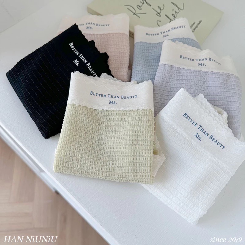 ʜᴀɴɴɪᴜ☺︎︎歐膩內褲系列｜奢華蕾絲英文字格紋內褲 中高腰內褲 / 07105-細節圖7