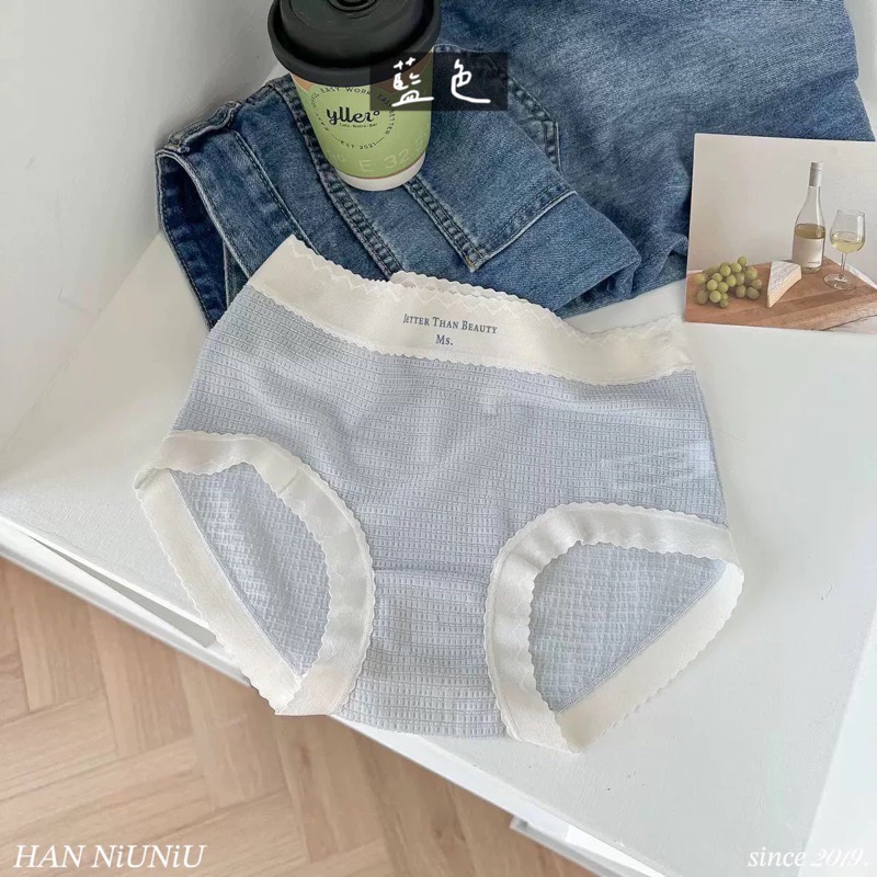 ʜᴀɴɴɪᴜ☺︎︎歐膩內褲系列｜奢華蕾絲英文字格紋內褲 中高腰內褲 / 07105-規格圖7