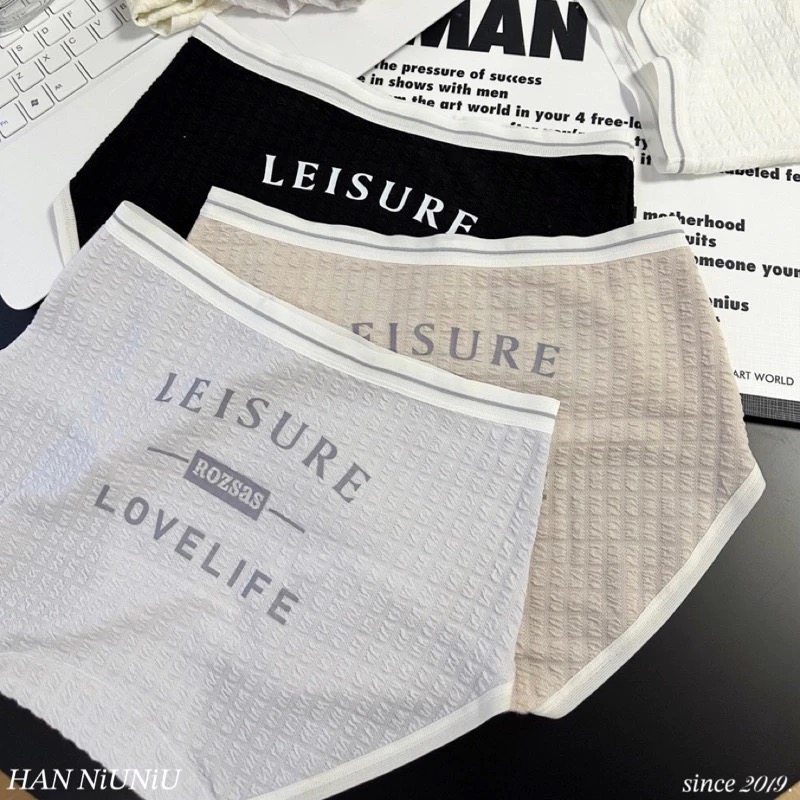 ʜᴀɴɴɪᴜ☺︎︎內褲系列｜超可愛的鬆餅格造型 英文字小清新中腰內褲/超好穿內褲/超透氣內褲-細節圖3