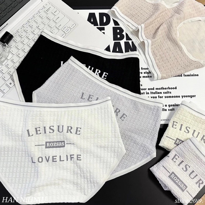 ʜᴀɴɴɪᴜ☺︎︎內褲系列｜超可愛的鬆餅格造型 英文字小清新中腰內褲/超好穿內褲/超透氣內褲-細節圖4