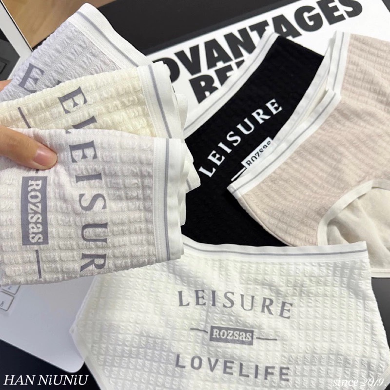 ʜᴀɴɴɪᴜ☺︎︎內褲系列｜超可愛的鬆餅格造型 英文字小清新中腰內褲/超好穿內褲/超透氣內褲-細節圖5