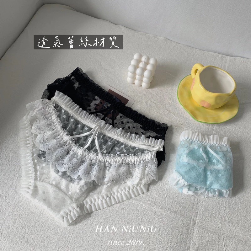 ʜᴀɴɴɪᴜ☺︎︎ 歐膩內褲系列｜日系鏤空材質🤍愛心蕾絲 純慾系內褲 蕾絲內褲 /02010038-細節圖2
