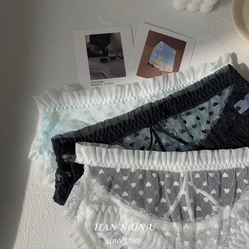 ʜᴀɴɴɪᴜ☺︎︎ 歐膩內褲系列｜日系鏤空材質🤍愛心蕾絲 純慾系內褲 蕾絲內褲 /02010038-細節圖5