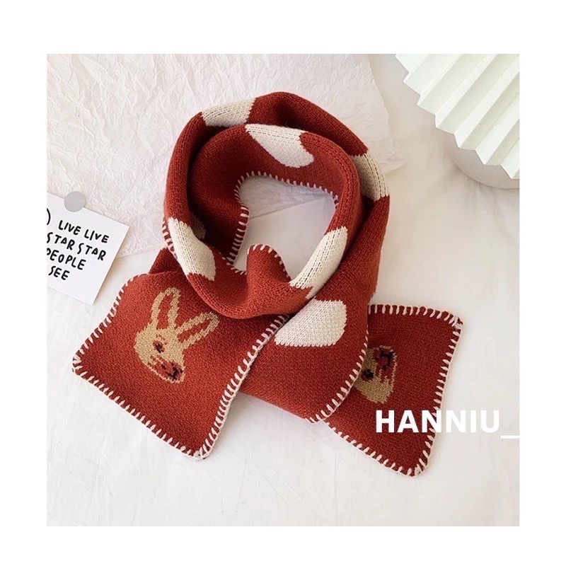 ʜᴀɴɴɪᴜ☺︎︎☺︎︎☺︎︎🐰年「LISA」同款🔥超級可愛的愛心🧡羊毛兔兔圍巾/保暖圍巾-細節圖3