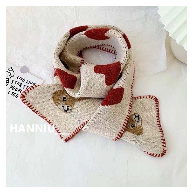 ʜᴀɴɴɪᴜ☺︎︎☺︎︎☺︎︎🐰年「LISA」同款🔥超級可愛的愛心🧡羊毛兔兔圍巾/保暖圍巾-細節圖6