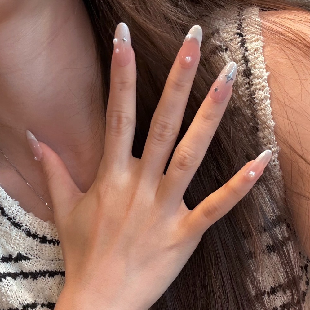 No.013【氣質丨珍珠丨法式丨漸層丨粉色系丨白色系】手工穿戴甲-細節圖2