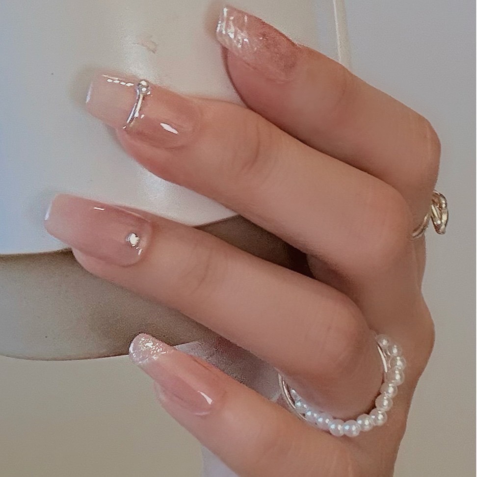 No.017【極光粉丨立體造型丨法式丨氣質丨粉色系丨腮紅丨鑽丨碎鑽】手工穿戴甲-細節圖3