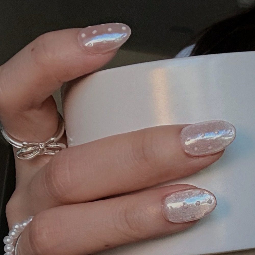 No.019【極光粉丨貓眼丨粉色系丨波點丨氣質丨ClearGirl丨海莉同款】手工穿戴甲-細節圖2