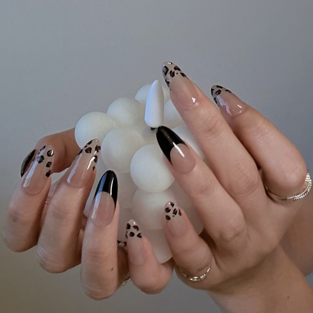 No.021【法式丨黑色系丨豹紋丨裸色系丨ClearGirl】手工穿戴甲-細節圖2