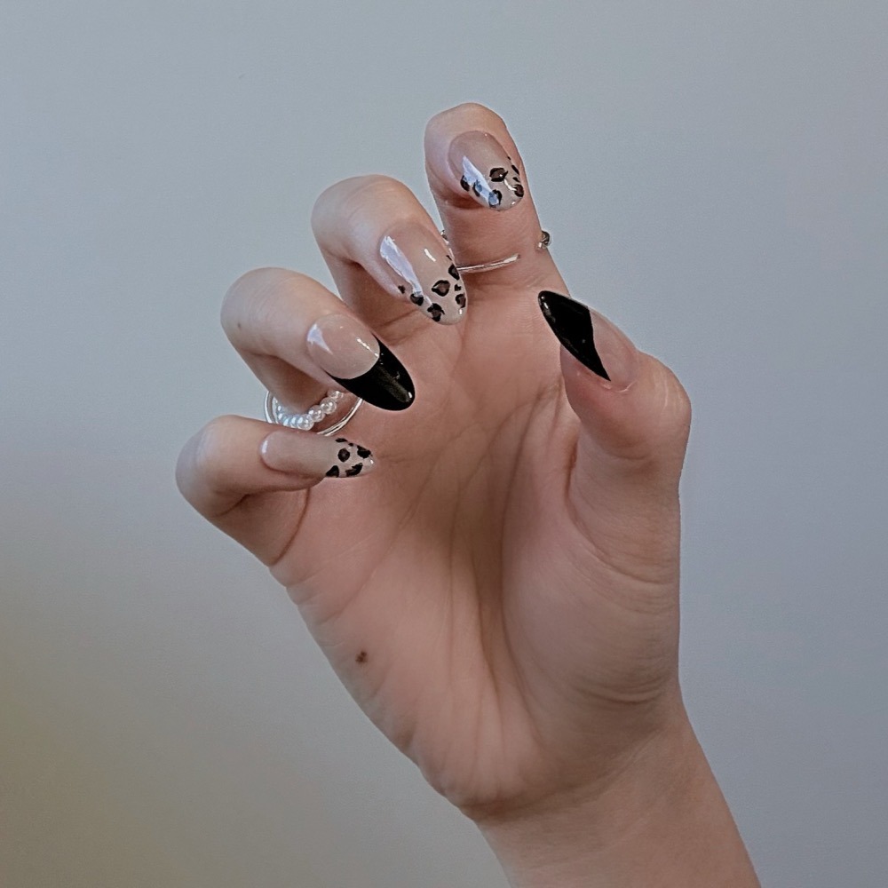 No.021【法式丨黑色系丨豹紋丨裸色系丨ClearGirl】手工穿戴甲-細節圖3