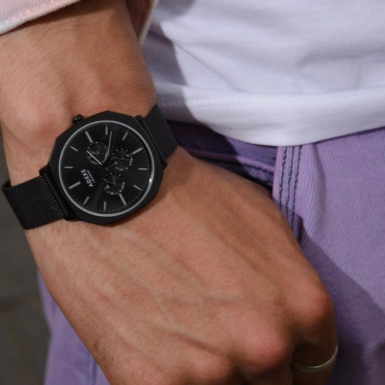 🌞[現貨]英國代購 ADEXE手錶 Leicester磨砂黑質感男錶42mm 情人節禮物-細節圖4