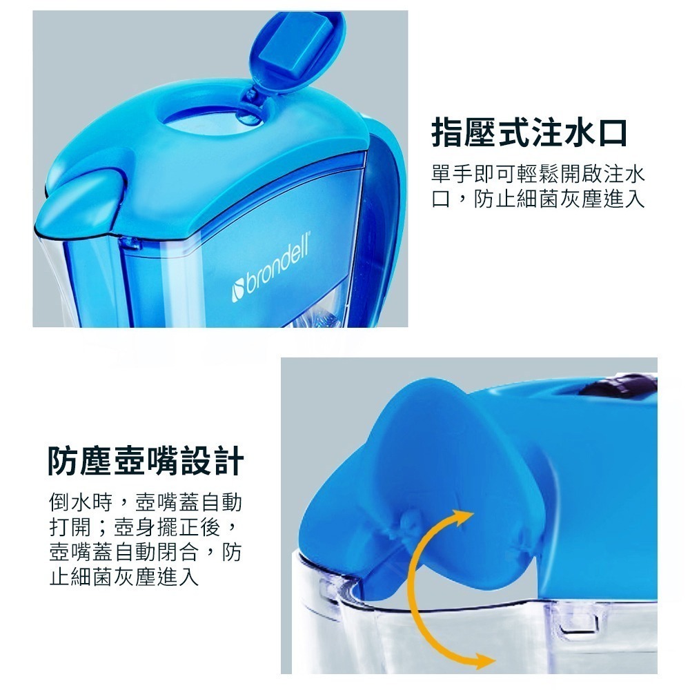 【brondell】美國邦特爾 純淨濾水壺（藍）(1壺1芯)-細節圖8