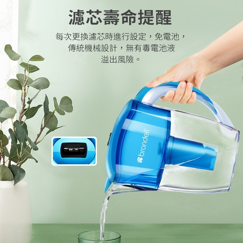 【brondell】美國邦特爾 純淨濾水壺（藍）(1壺1芯)-細節圖9