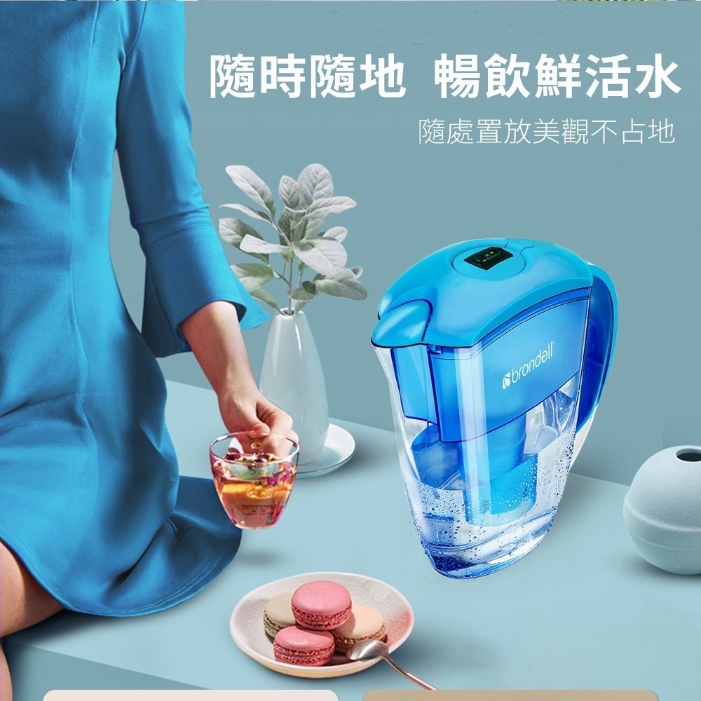 【brondell】美國邦特爾 純淨濾水壺（藍）(1壺1芯)-細節圖10