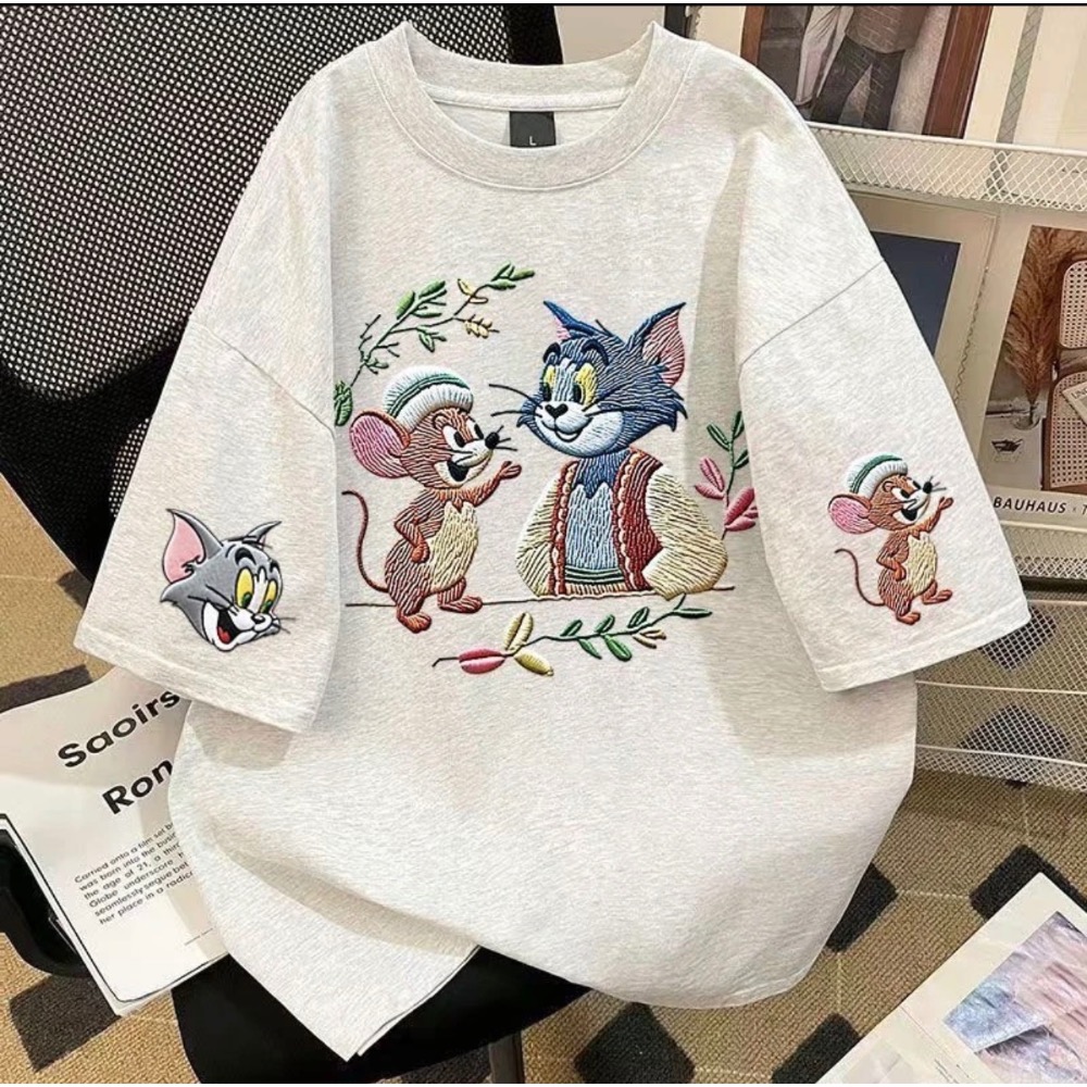 仿刺繡印花純棉上衣-規格圖2