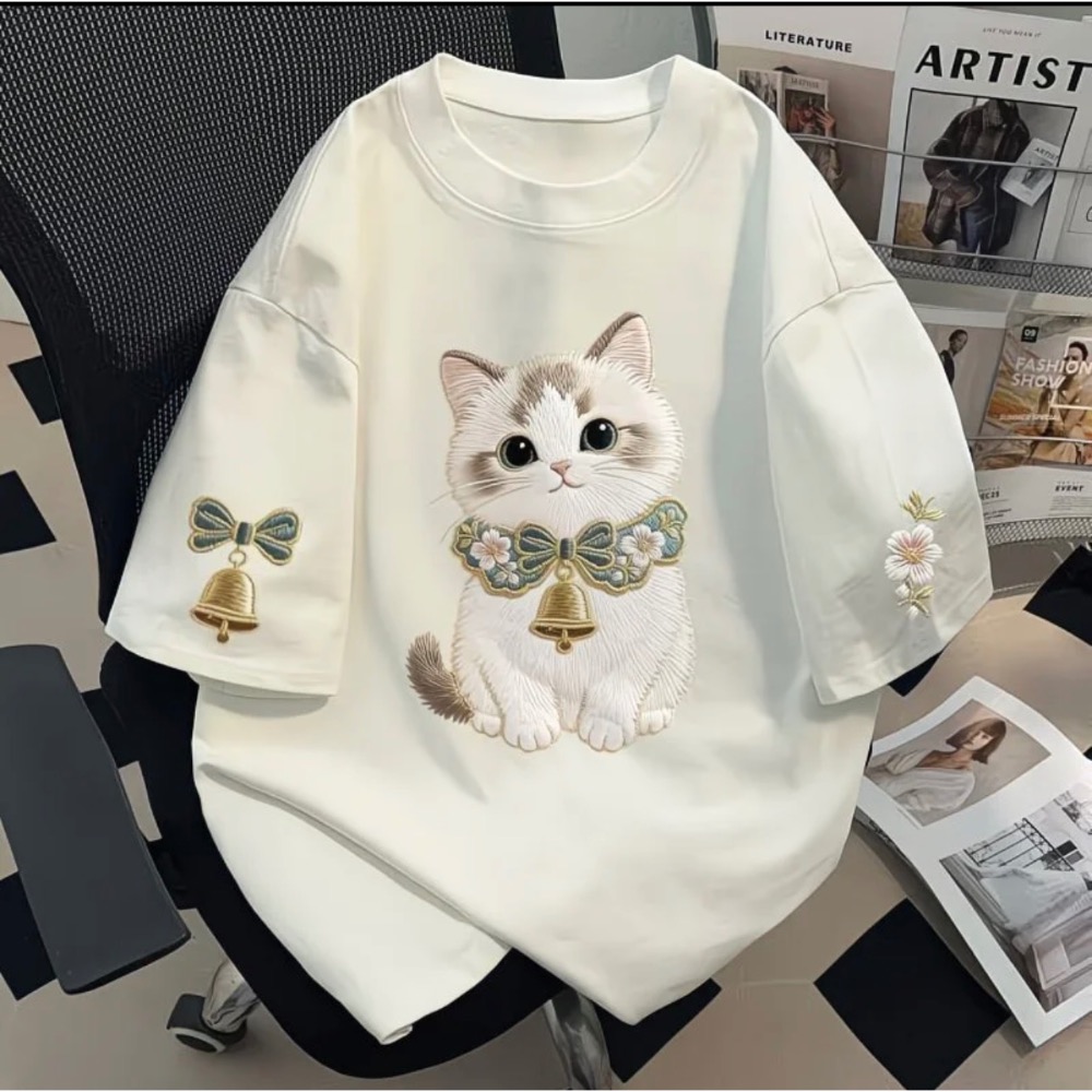 仿刺繡印花純棉上衣-規格圖2