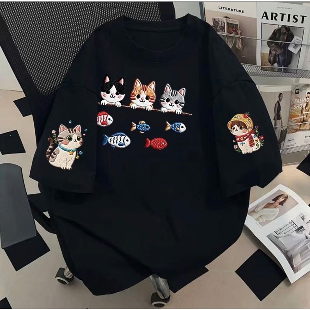 仿刺繡印花純棉上衣-規格圖2