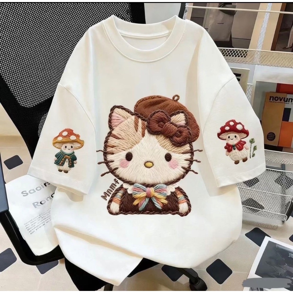 仿刺繡印花純棉上衣-規格圖2